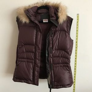 Spyder down vest with real fur hood